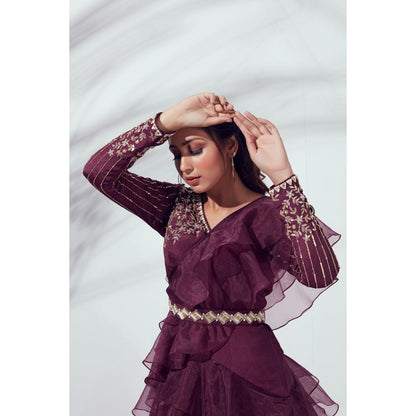 Suruchi Parakh Womens Embellished Blouse with Lehenga and Dupatta Belt (Set of 4)