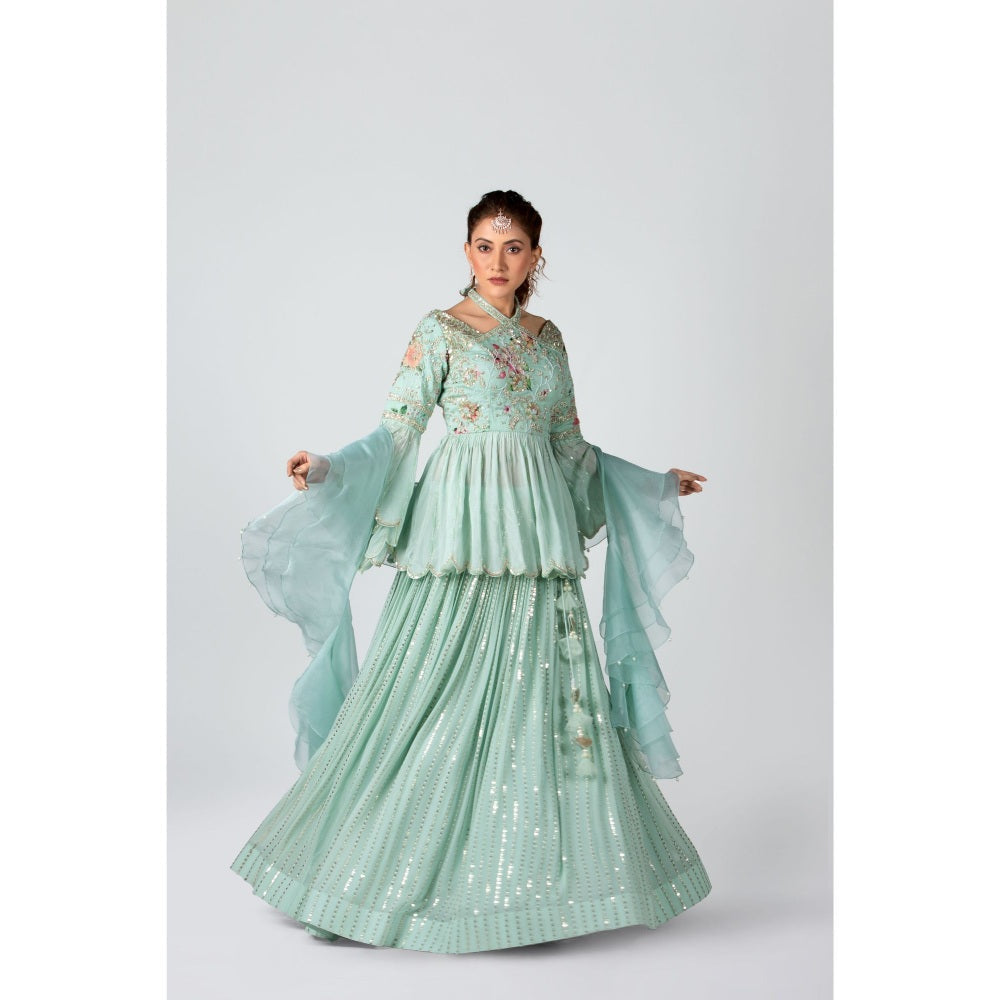 Suruchi Parakh Womens Embellished Kurti with Skirt and Dupatta (Set of 3)