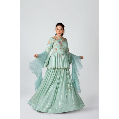Suruchi Parakh Womens Embellished Kurti with Skirt and Dupatta (Set of 3)