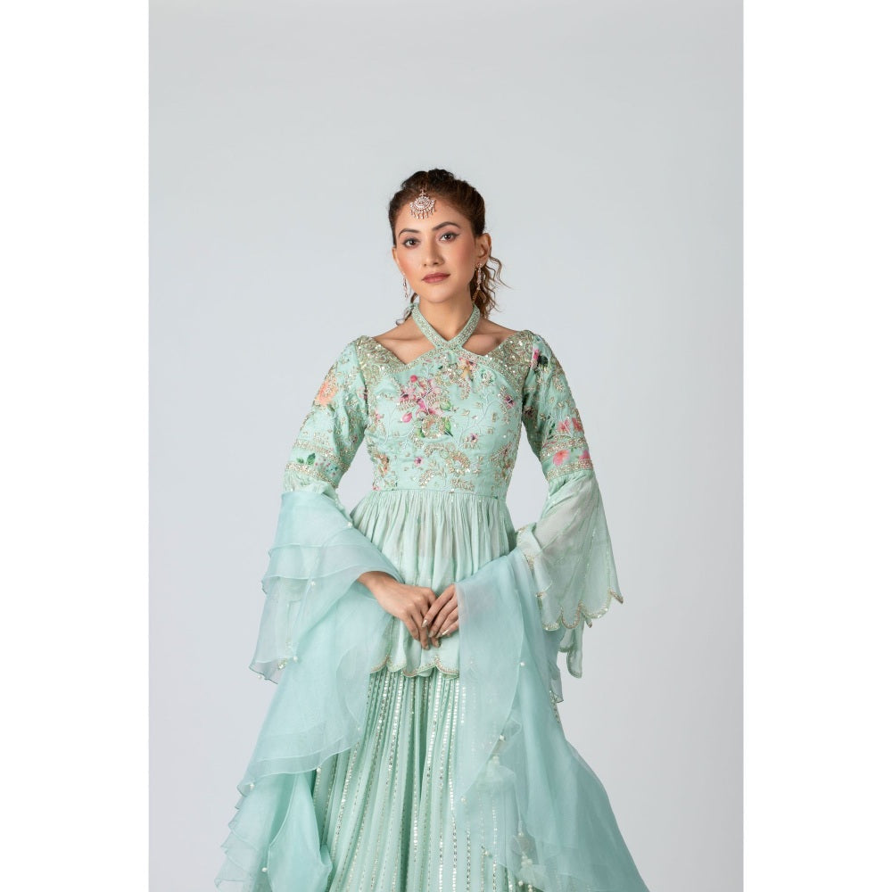Suruchi Parakh Womens Embellished Kurti with Skirt and Dupatta (Set of 3)