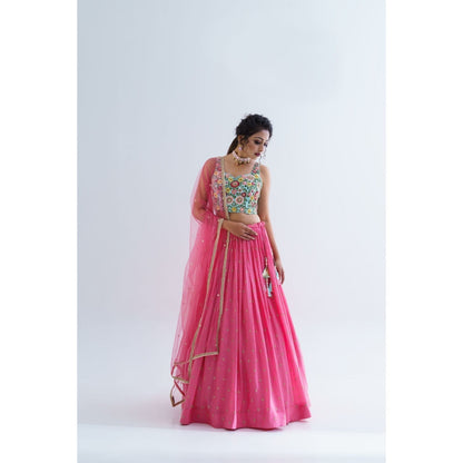Suruchi Parakh Womens Embellished Blouse with Lehenga and Dupatta (Set of 3)