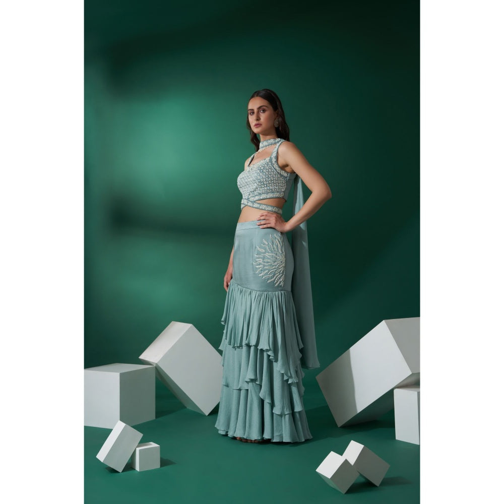 Suruchi Parakh Womens Embellished Crop Top with Skirt and Dupatta (Set of 3)