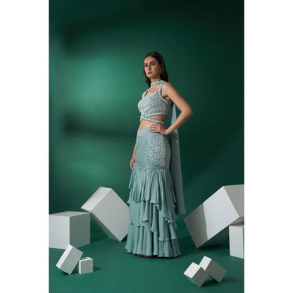 Suruchi Parakh Womens Embellished Crop Top with Skirt and Dupatta (Set of 3)
