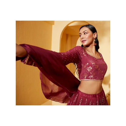Suruchi Parakh Womens Embellished Blouse with Lehenga and Dupatta (Set of 3)