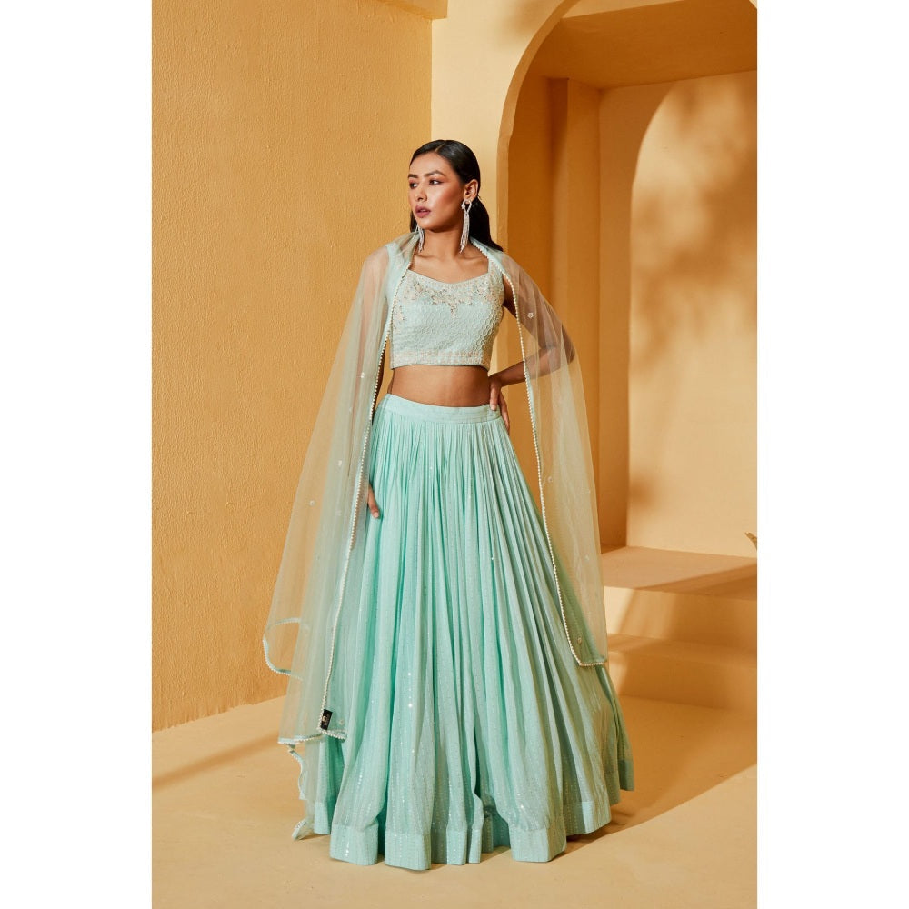 Suruchi Parakh Womens Embellished Blouse with Lehenga and Dupatta (Set of 3)