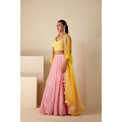 Suruchi Parakh Womens Embellished Blouse with Lehenga and Dupatta (Set of 3)