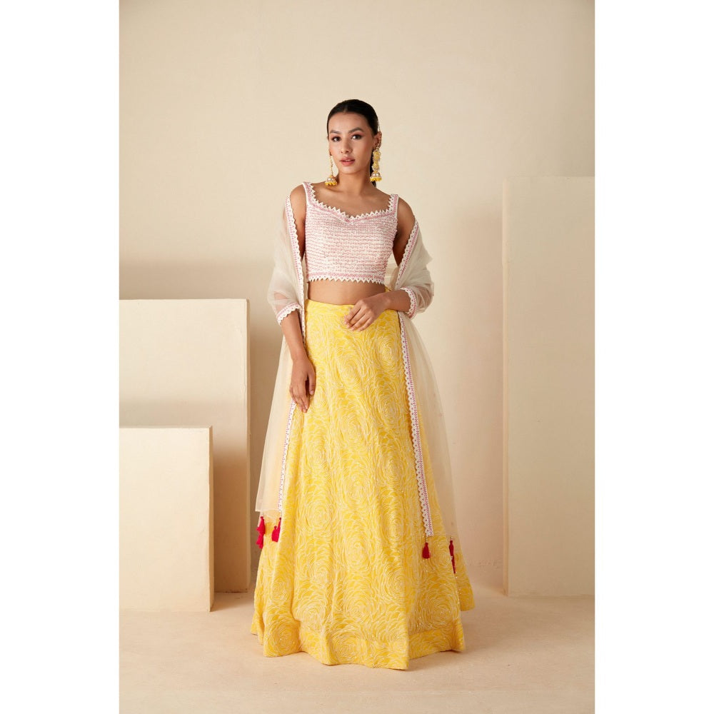 Suruchi Parakh Womens Embellished Blouse with Lehenga and Dupatta (Set of 3)
