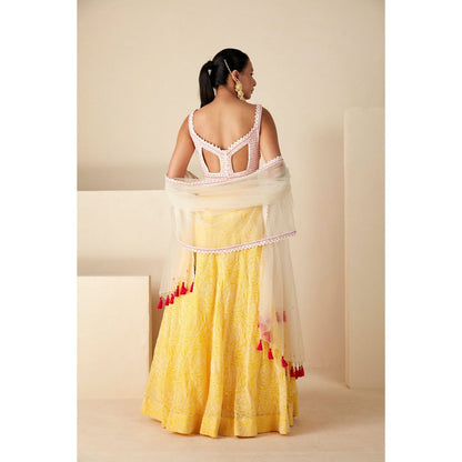 Suruchi Parakh Womens Embellished Blouse with Lehenga and Dupatta (Set of 3)