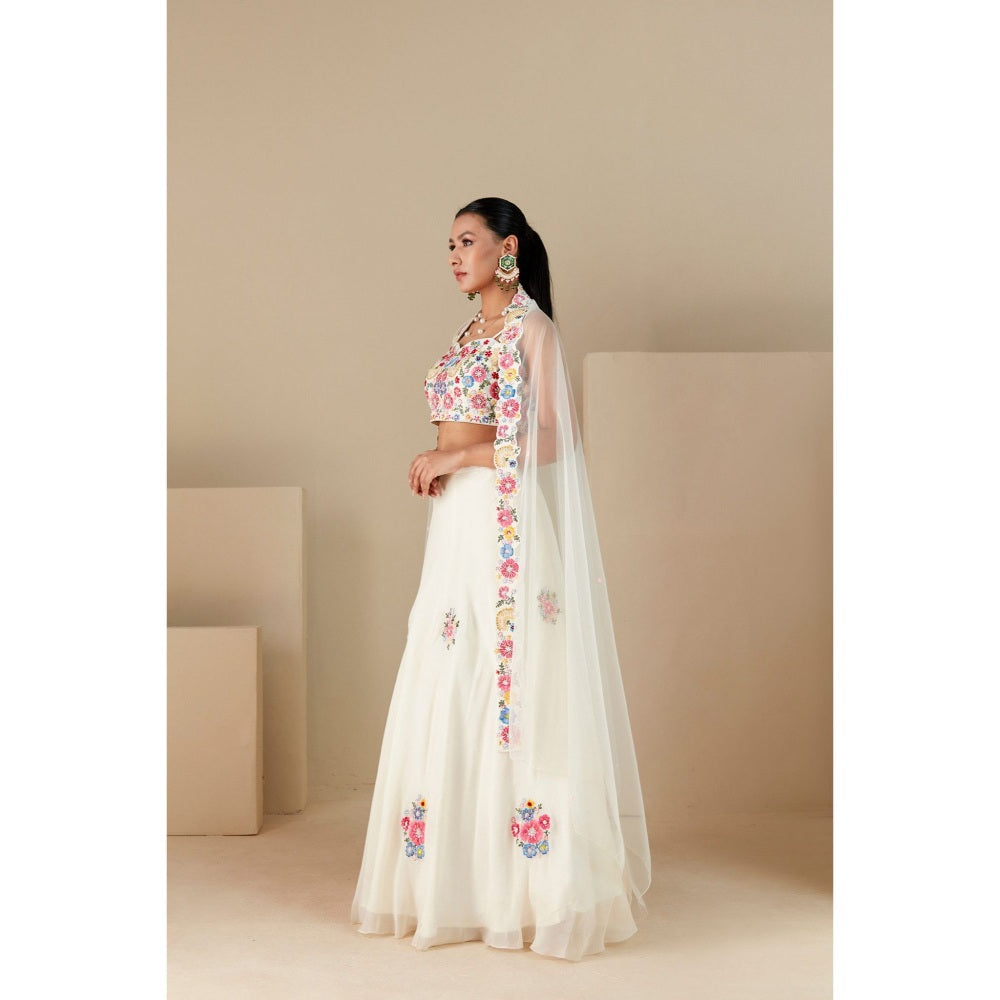 Suruchi Parakh Womens Embellished Blouse with Lehenga and Dupatta (Set of 3)