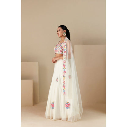 Suruchi Parakh Womens Embellished Blouse with Lehenga and Dupatta (Set of 3)