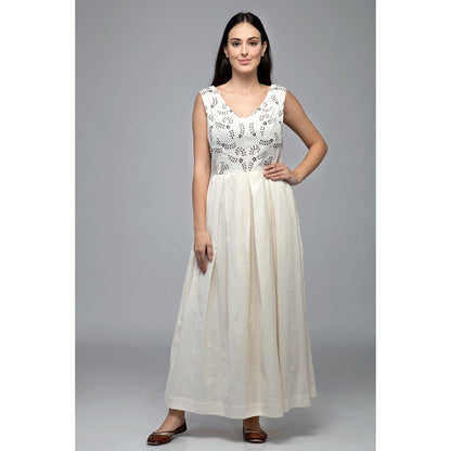 S & V designs Blue Sleeveless Embroidered Maxi Dress