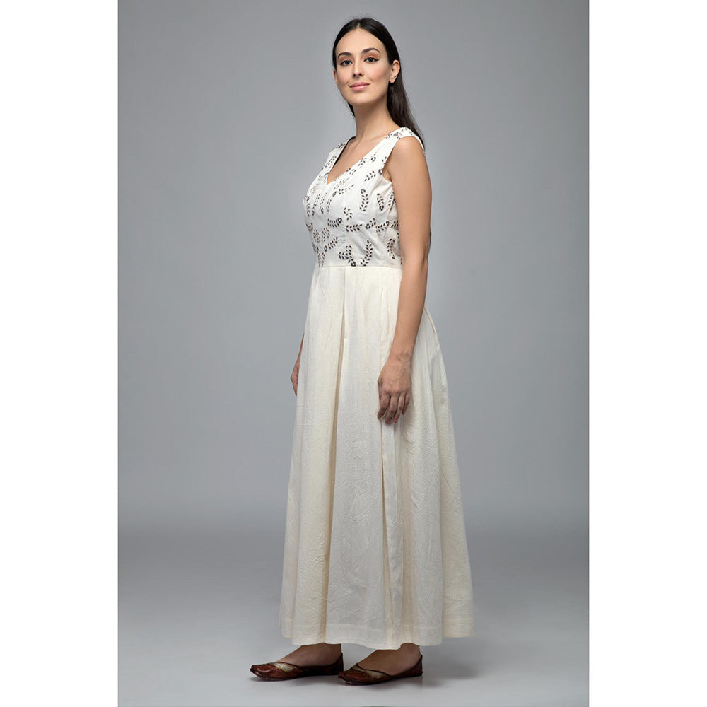 S & V designs Blue Sleeveless Embroidered Maxi Dress