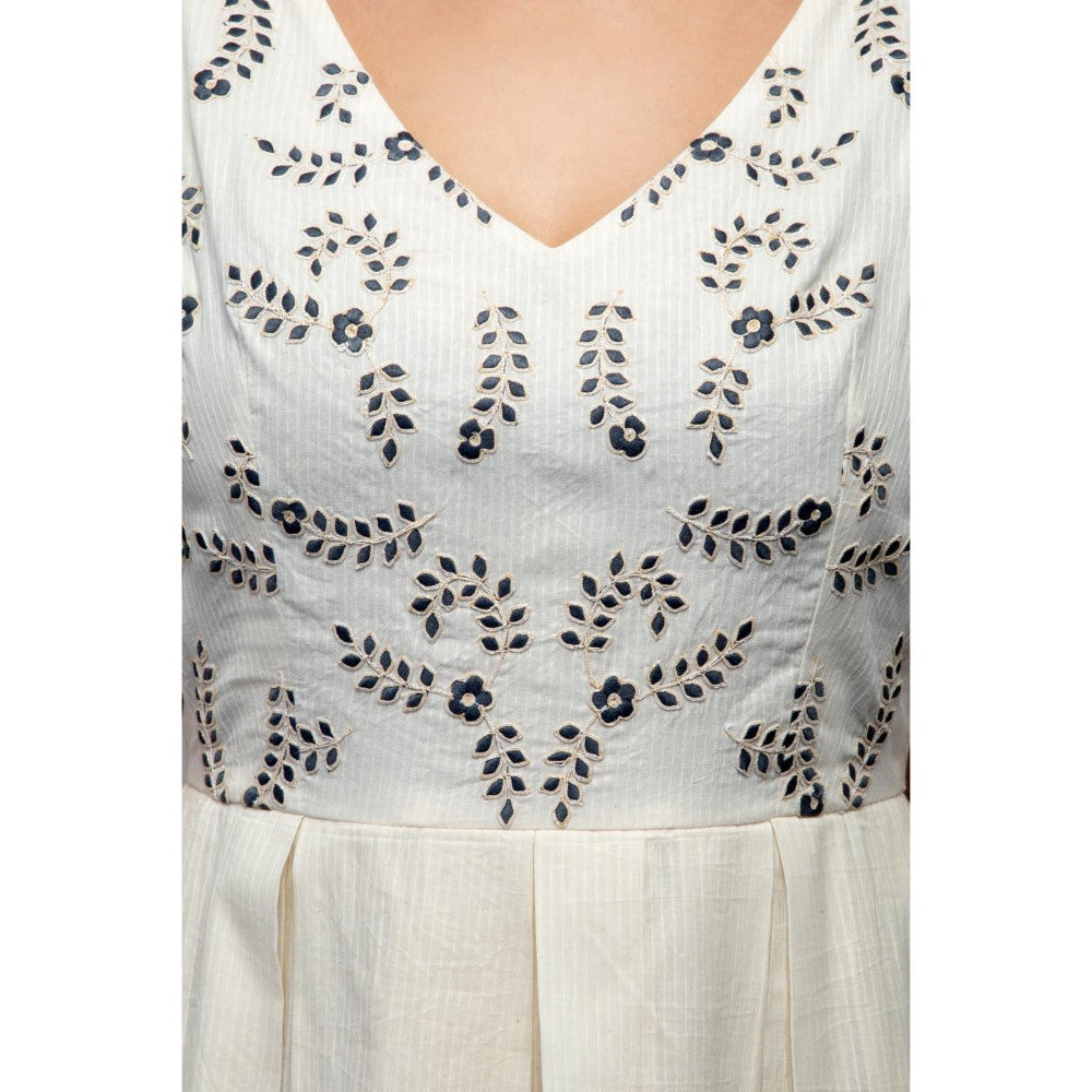 S & V designs Blue Sleeveless Embroidered Maxi Dress