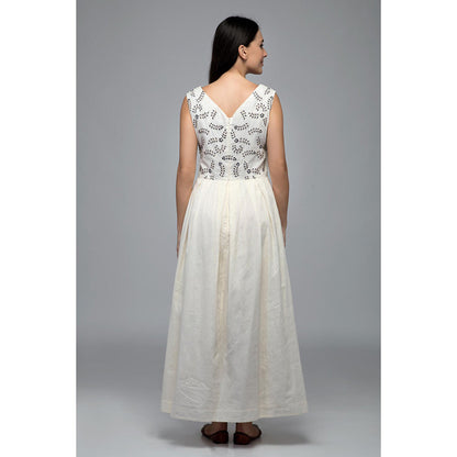 S & V designs Blue Sleeveless Embroidered Maxi Dress