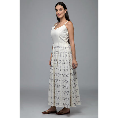 S & V designs Blue Embroidered Shoulder Strap Kalidaar Dress