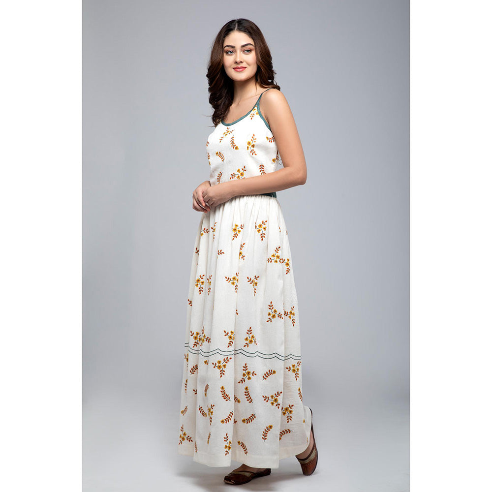 S & V designs Blue Embroidered Shoulder Strap Maxi Dress
