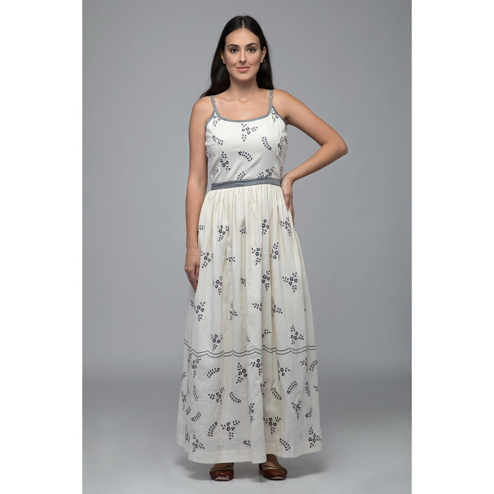 S & V designs Yellow Embroidered Shoulder Strap Maxi Dress