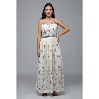 S & V designs Yellow Embroidered Shoulder Strap Maxi Dress