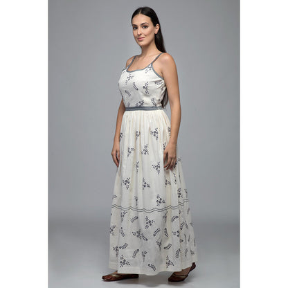 S & V designs Yellow Embroidered Shoulder Strap Maxi Dress