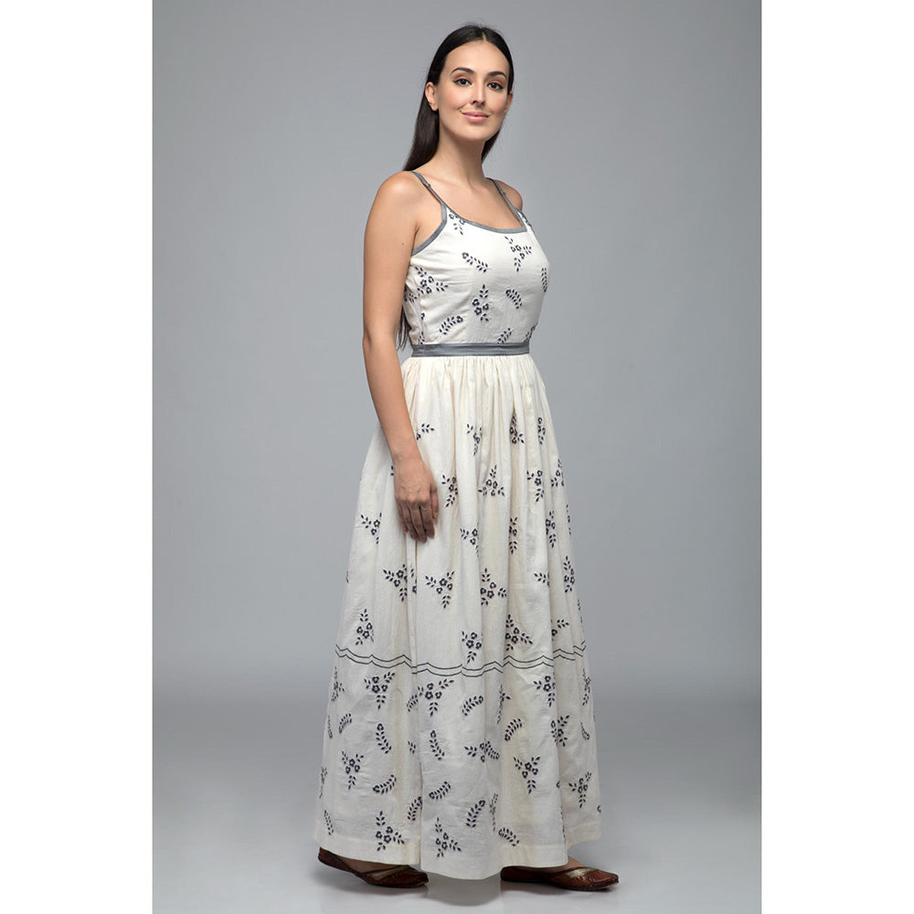 S & V designs Yellow Embroidered Shoulder Strap Maxi Dress