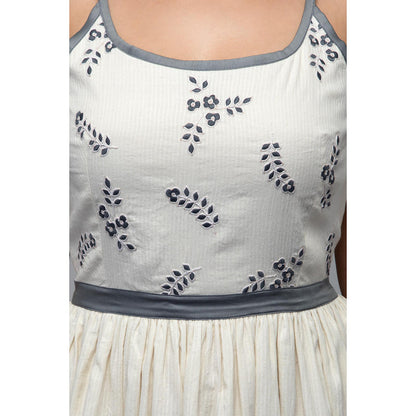 S & V designs Yellow Embroidered Shoulder Strap Maxi Dress