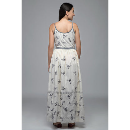 S & V designs Yellow Embroidered Shoulder Strap Maxi Dress