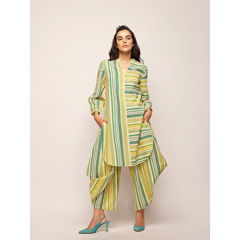Swati Vijaivargie Green Dots Striped Drape Pants