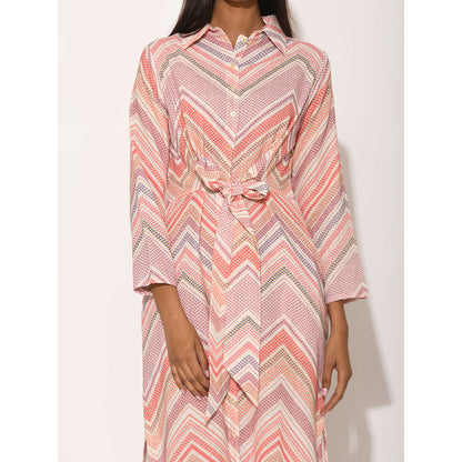 Swati Vijaivargie Dots Pink Chevron Dress
