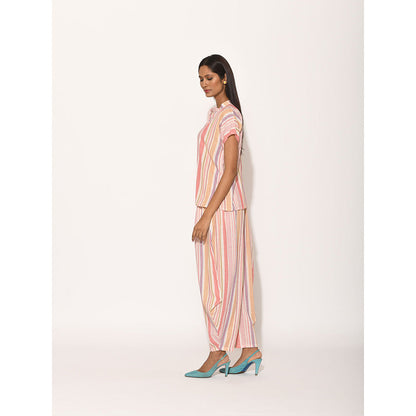Swati Vijaivargie Dots Pink Striped Top