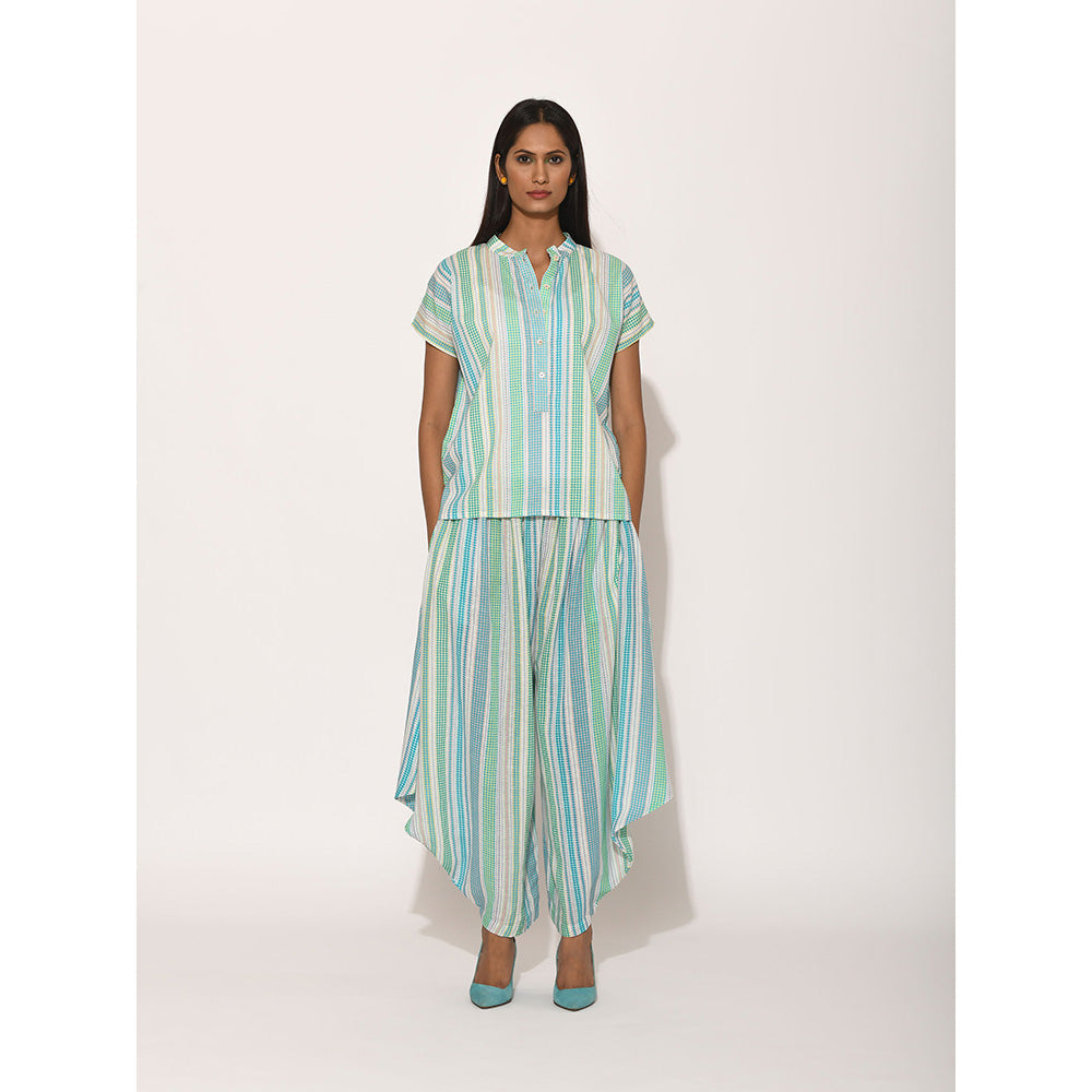 Swati Vijaivargie Dots Turquoise Striped Top