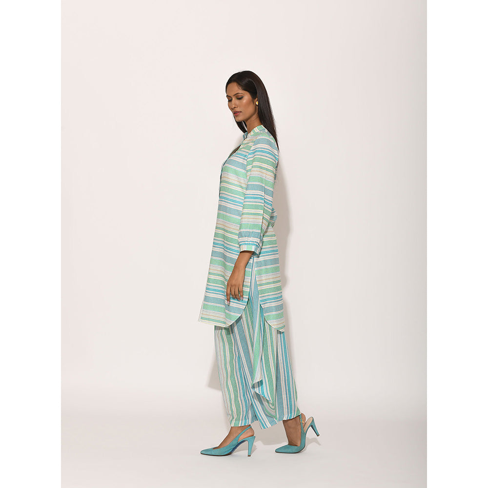 Swati Vijaivargie Dots Turquoise Striped Top