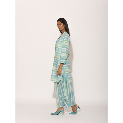 Swati Vijaivargie Dots Turquoise Striped Top