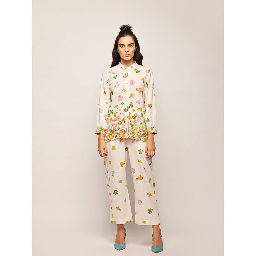 Swati Vijaivargie White Fleur Ascending Flowers Shirt