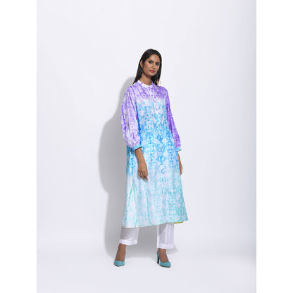 Swati Vijaivargie Purple And Blue Ombre Shibori Kurta
