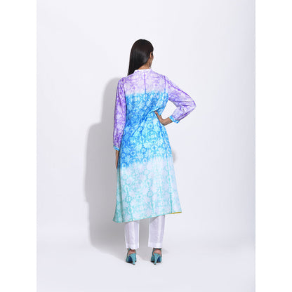 Swati Vijaivargie Purple And Blue Ombre Shibori Kurta