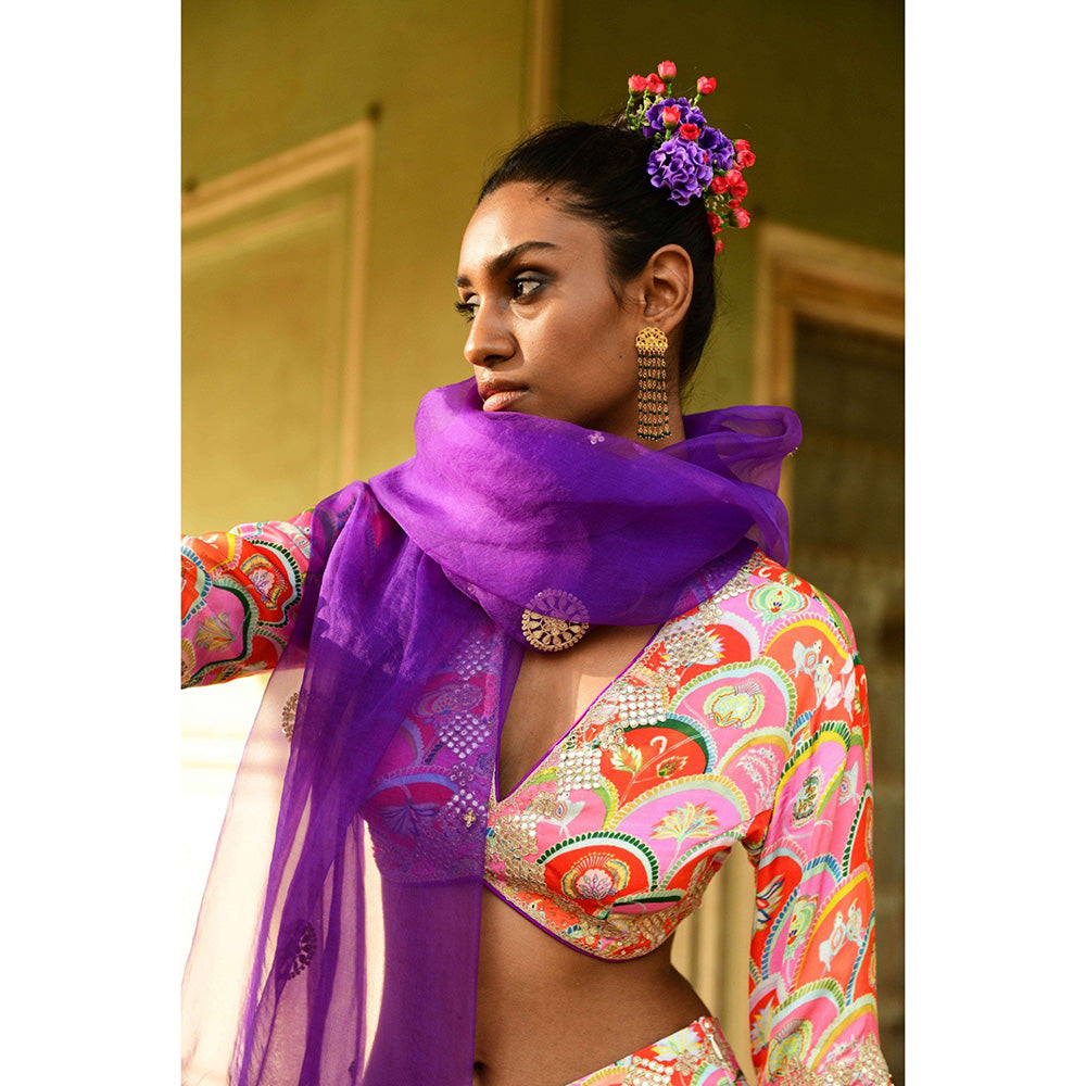 Swati Vijaivargie Gulbahar Crop Top with Skirt & Dupatta (Set of 3)