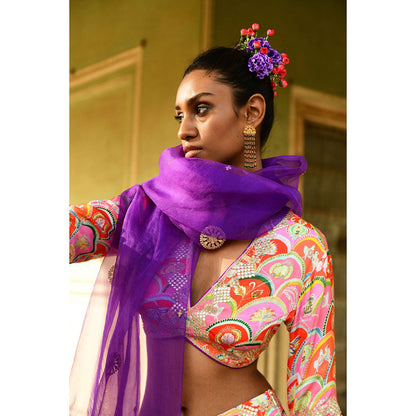 Swati Vijaivargie Gulbahar Crop Top with Skirt & Dupatta (Set of 3)