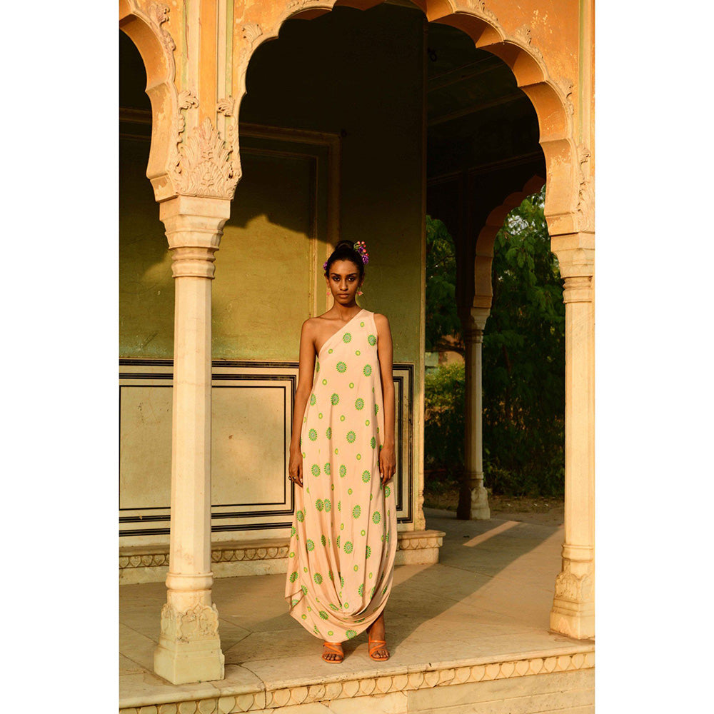Swati Vijaivargie Surajmukhi Asymmetrical Dress with Cape (Set of 2)