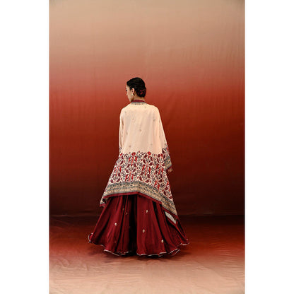 Swati Vijaivargie Printed Sarang Blouse with Skirt & Cape (Set of 3)