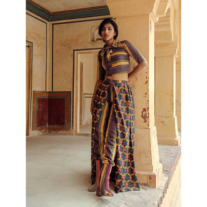 Swati Vijaivargie Fatehpur Crop Top with Sikri Wrap Pant (Set of 2)