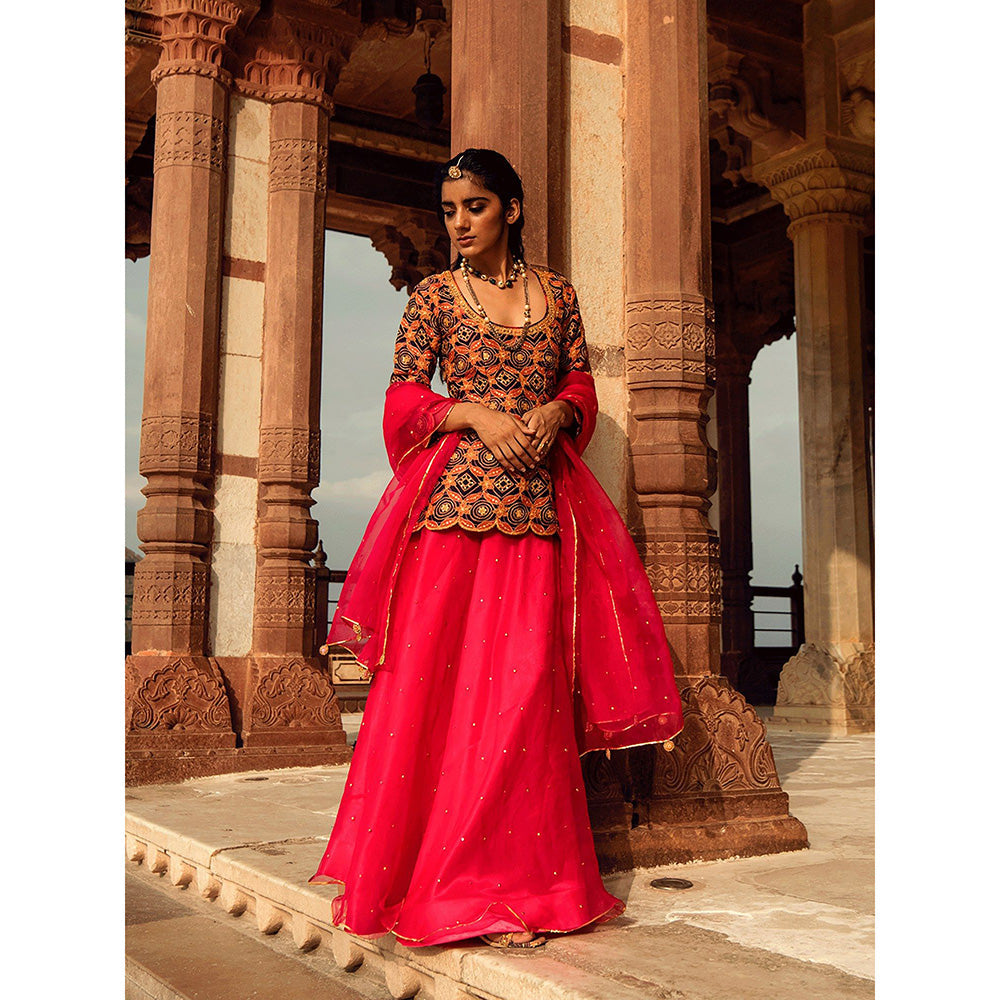 Swati Vijaivargie Jalmahal Lehenga with Kurti & Dupatta (Set of 3)