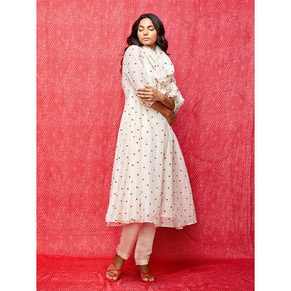 Swati Vijaivargie Rose White With Red Buti Stole