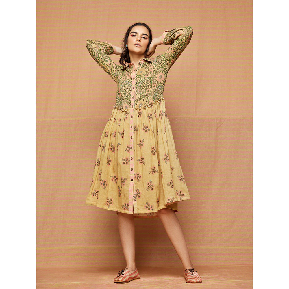 Swati Vijaivargie Beige Clara Gathered Dress