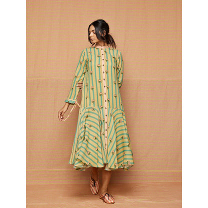 Swati Vijaivargie Ella Bud Striped Flared Dress