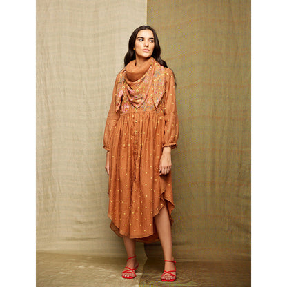 Swati Vijaivargie Rose Brown Embroidered Dress