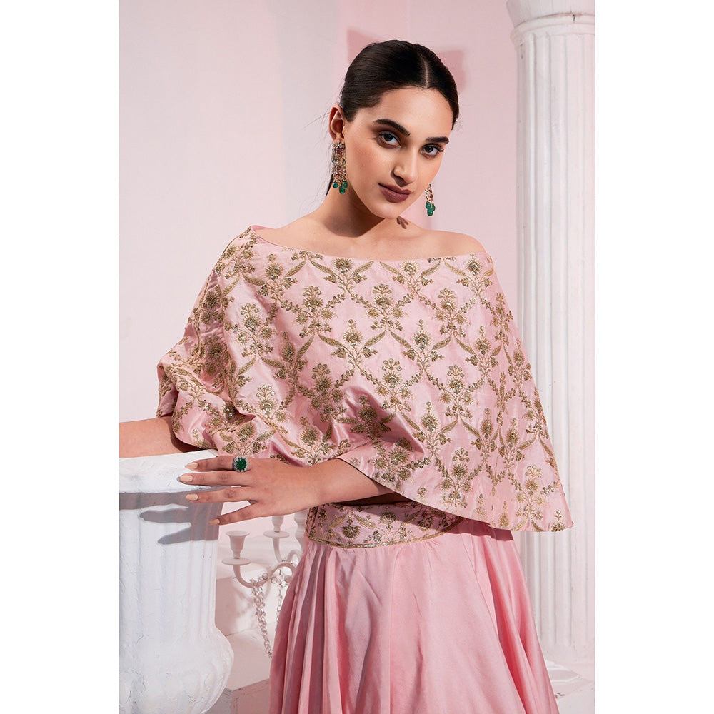 Swati Wadhwani Meraki Silk Embellished Lehenga and Cape Blouse (Set of 2)