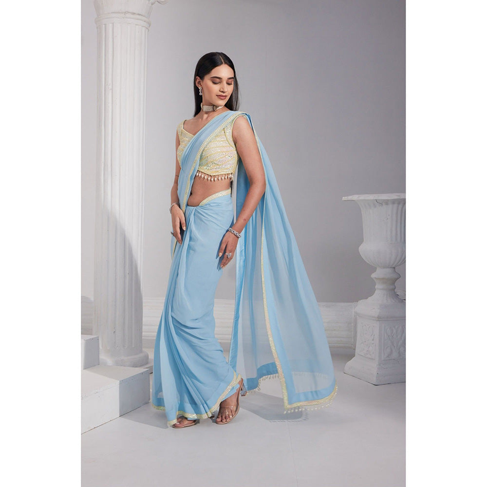 Swati Wadhwani Noori Pre Drape Saree with Stitched Blouse