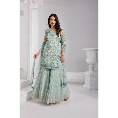 Swati Wadhwani Aabro Hand Embroidered Kurta with Sharara and Dupatta (Set of 3)