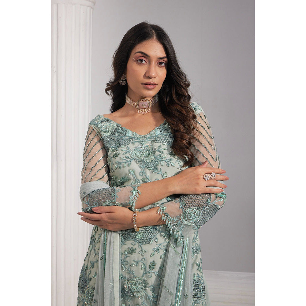 Swati Wadhwani Aabro Hand Embroidered Kurta with Sharara and Dupatta (Set of 3)