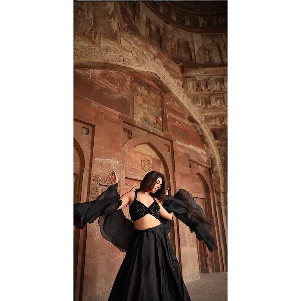 Swati Wadhwani Inayat Crystal Beaded Blouse with Lehenga and Dupatta (Set of 3)